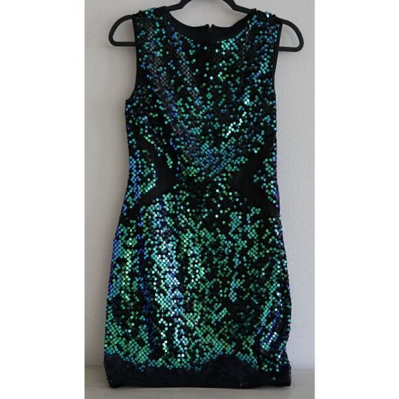 SHO by Tadashi Shoji Sz XS Shamrock Sequin Above The Knee Body-Con Dress - Picture 4 of 16
